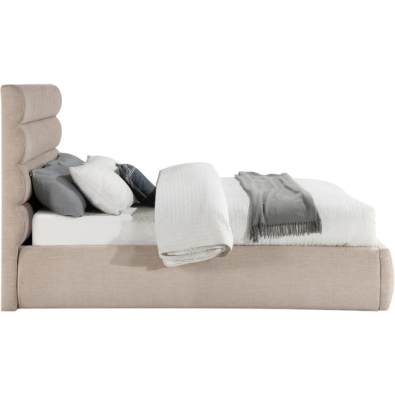 Meridian Adam Beige Linen Textured Fabric Full Bed IMAGE 4