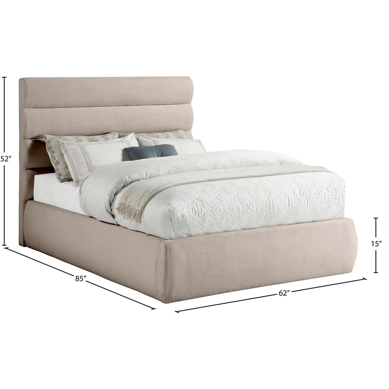 Meridian Adam Beige Linen Textured Fabric Full Bed IMAGE 9