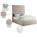 Meridian Adam Beige Linen Textured Fabric Full Bed IMAGE 10