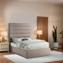 Meridian Adam Beige Linen Textured Fabric Full Bed IMAGE 2