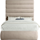 Meridian Adam Beige Linen Textured Fabric Full Bed IMAGE 3