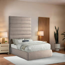 Meridian Adam Beige Linen Textured Fabric Full Bed IMAGE 2
