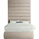 Meridian Adam Beige Linen Textured Fabric Full Bed IMAGE 3