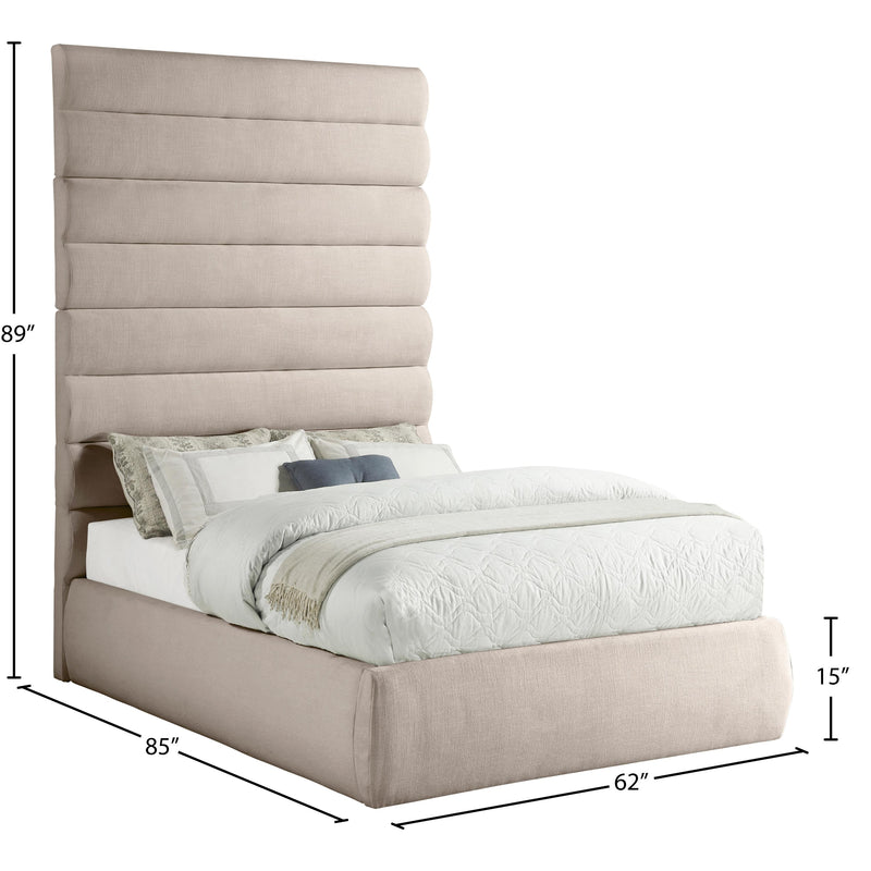 Meridian Adam Beige Linen Textured Fabric Full Bed IMAGE 9