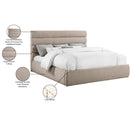 Meridian Adam Beige Linen Textured Fabric King Bed IMAGE 10