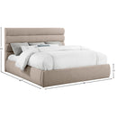 Meridian Adam Beige Linen Textured Fabric King Bed IMAGE 9