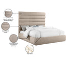 Meridian Adam Beige Linen Textured Fabric King Bed IMAGE 10