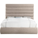 Meridian Adam Beige Linen Textured Fabric King Bed IMAGE 3