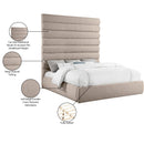 Meridian Adam Beige Linen Textured Fabric King Bed IMAGE 10