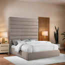 Meridian Adam Beige Linen Textured Fabric King Bed IMAGE 2