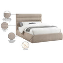 Meridian Adam Beige Linen Textured Fabric Queen Bed IMAGE 10