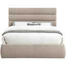 Meridian Adam Beige Linen Textured Fabric Queen Bed IMAGE 3