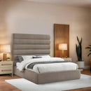 Meridian Adam Beige Linen Textured Fabric Queen Bed IMAGE 2