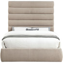 Meridian Adam Beige Linen Textured Fabric Queen Bed IMAGE 3