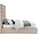 Meridian Adam Beige Linen Textured Fabric Queen Bed IMAGE 4