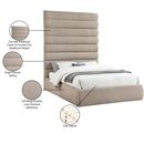 Meridian Adam Beige Linen Textured Fabric Queen Bed IMAGE 10