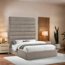 Meridian Adam Beige Linen Textured Fabric Queen Bed IMAGE 2