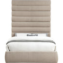 Meridian Adam Beige Linen Textured Fabric Queen Bed IMAGE 3