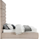 Meridian Adam Beige Linen Textured Fabric Queen Bed IMAGE 4