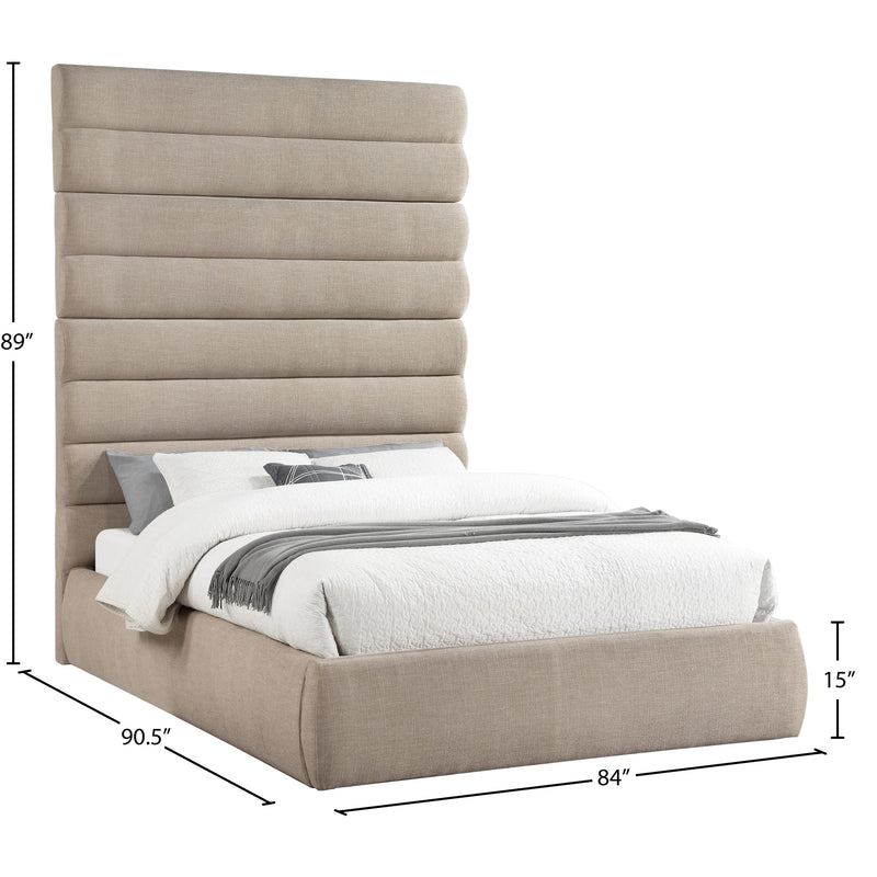 Meridian Adam Beige Linen Textured Fabric Queen Bed IMAGE 9
