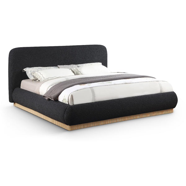Meridian Rigby Black Boucle Fabric Queen Bed IMAGE 1