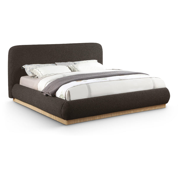 Meridian Rigby Brown Boucle Fabric Queen Bed IMAGE 1