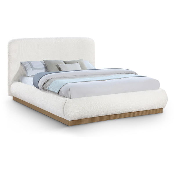 Meridian Rigby Cream Boucle Fabric Queen Bed IMAGE 1
