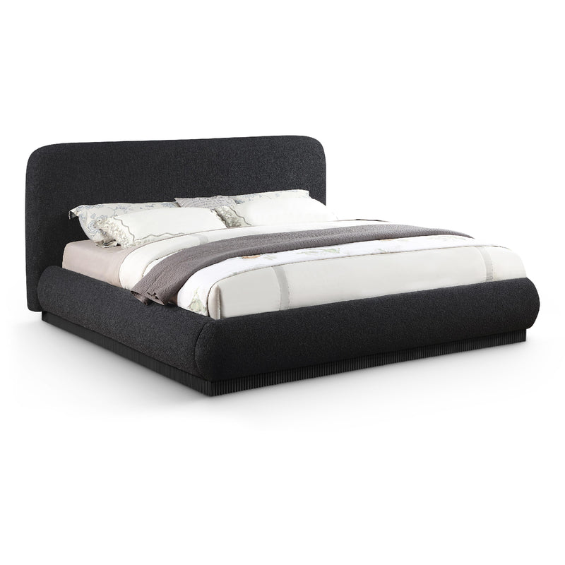 Meridian Rigby Black Boucle Fabric Queen Bed IMAGE 1