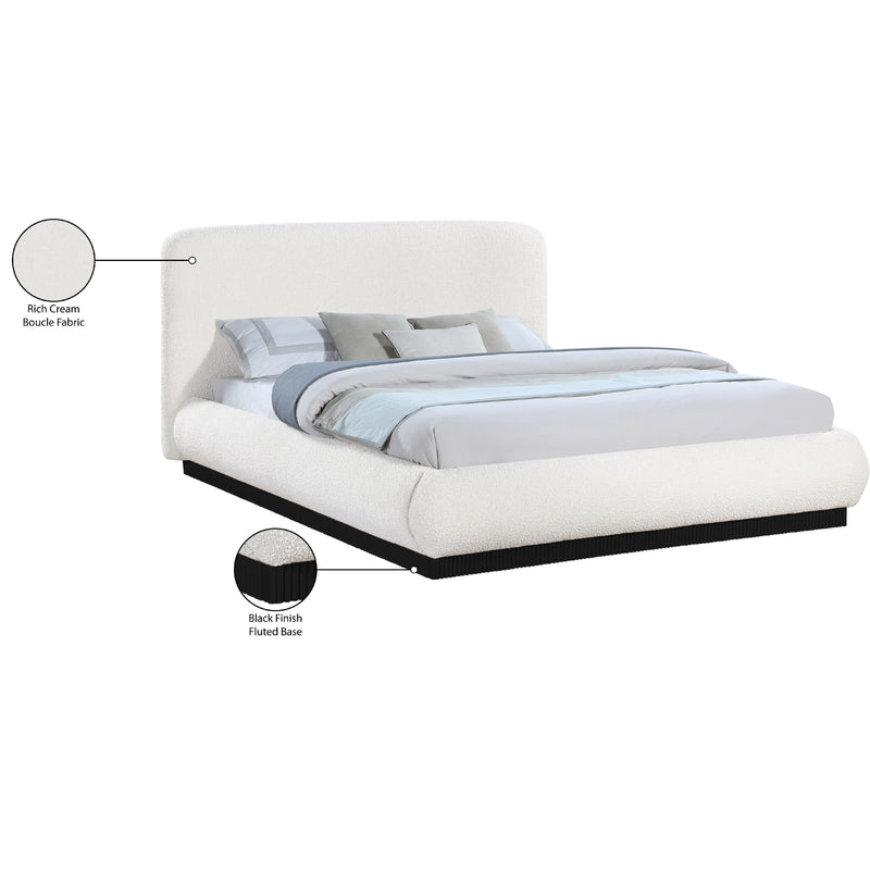 Meridian Rigby Cream Boucle Fabric Queen Bed IMAGE 10