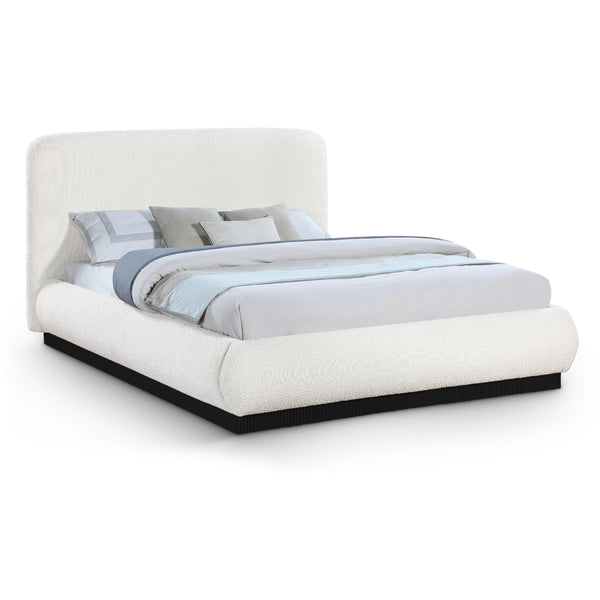 Meridian Rigby Cream Boucle Fabric Queen Bed IMAGE 1
