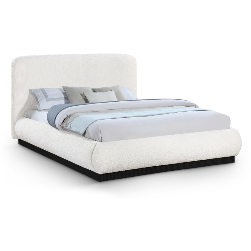 Meridian Rigby Cream Boucle Fabric Queen Bed IMAGE 1