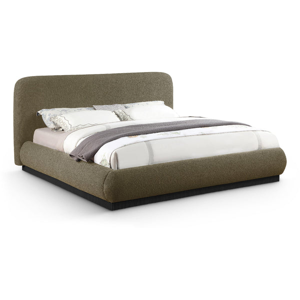 Meridian Rigby Olive Boucle Fabric Queen Bed IMAGE 1