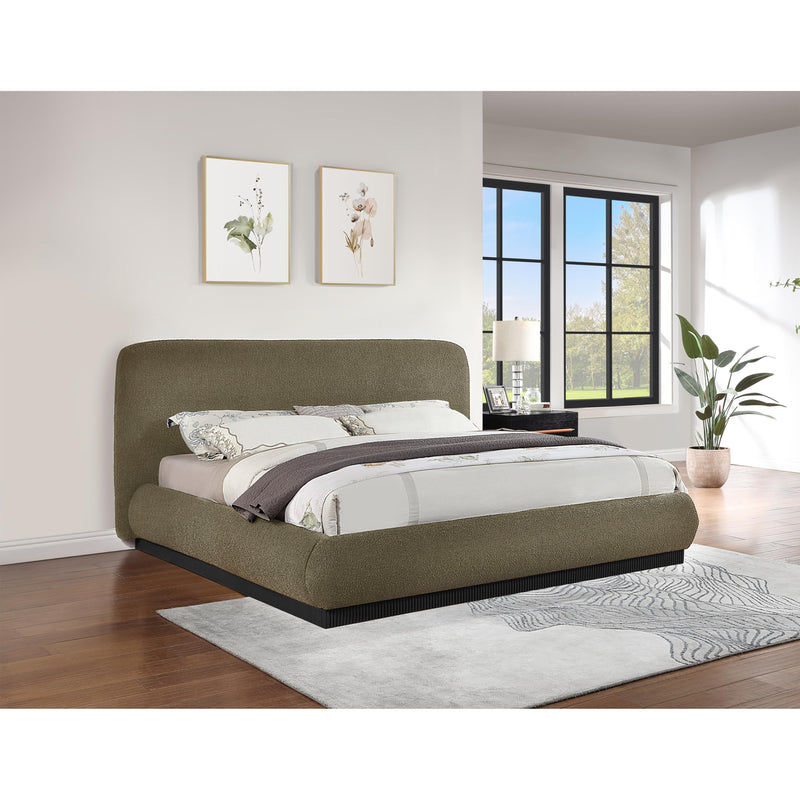 Meridian Rigby Olive Boucle Fabric Queen Bed IMAGE 2