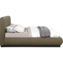 Meridian Rigby Olive Boucle Fabric Queen Bed IMAGE 4
