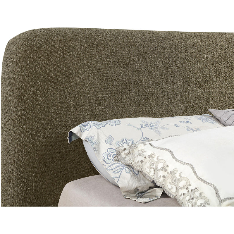 Meridian Rigby Olive Boucle Fabric Queen Bed IMAGE 7