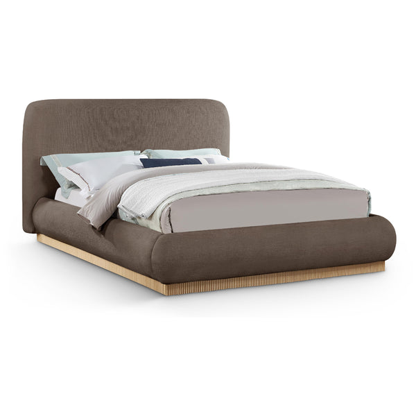 Meridian Rigby Brown Linen Textured Fabric King Bed IMAGE 1