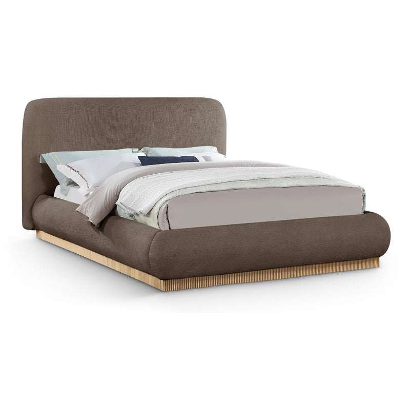 Meridian Rigby Brown Linen Textured Fabric King Bed IMAGE 1