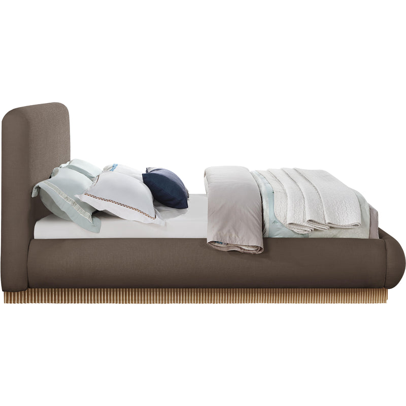 Meridian Rigby Brown Linen Textured Fabric King Bed IMAGE 4