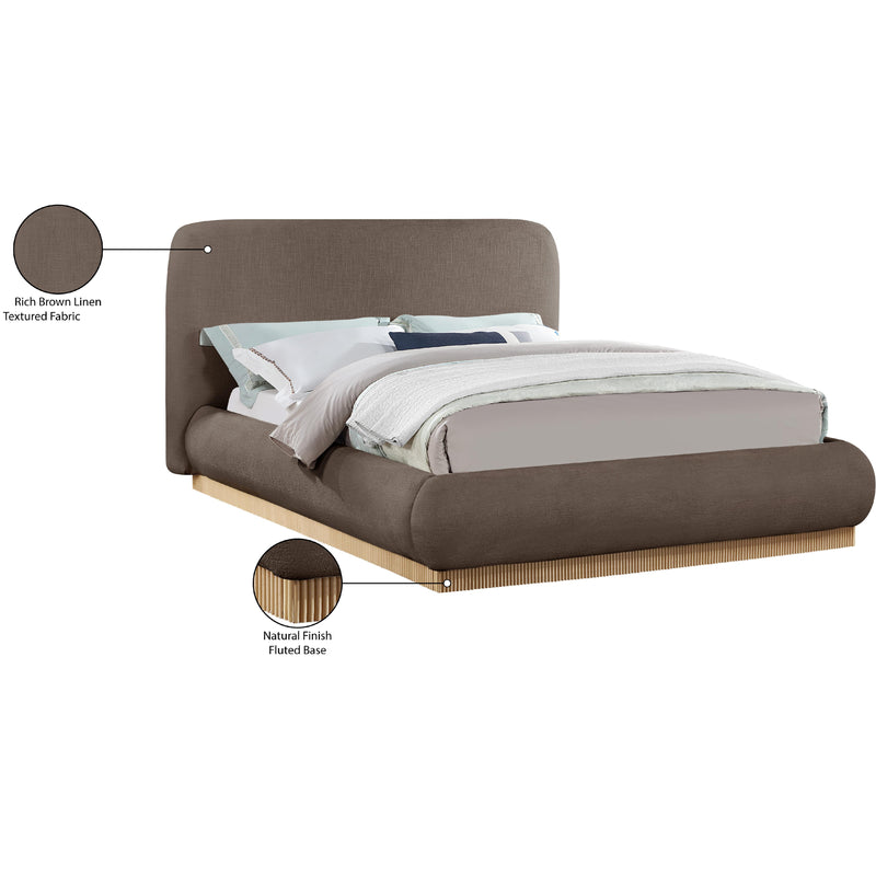 Meridian Rigby Brown Linen Textured Fabric Queen Bed IMAGE 10