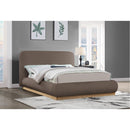 Meridian Rigby Brown Linen Textured Fabric Queen Bed IMAGE 2