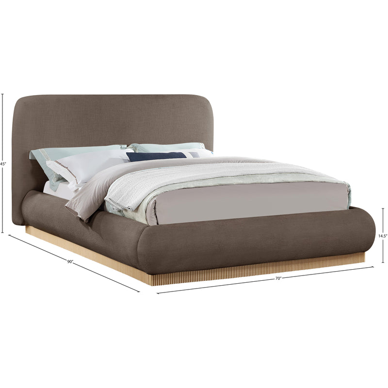 Meridian Rigby Brown Linen Textured Fabric Queen Bed IMAGE 9
