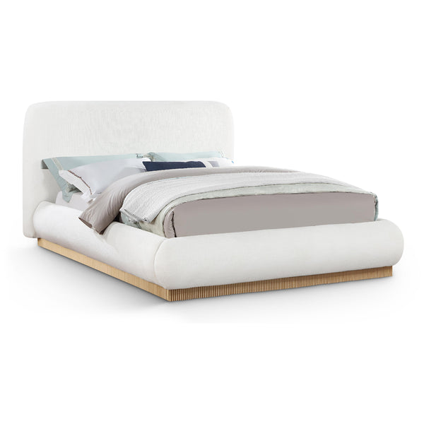 Meridian Rigby Cream Linen Textured Fabric King Bed IMAGE 1