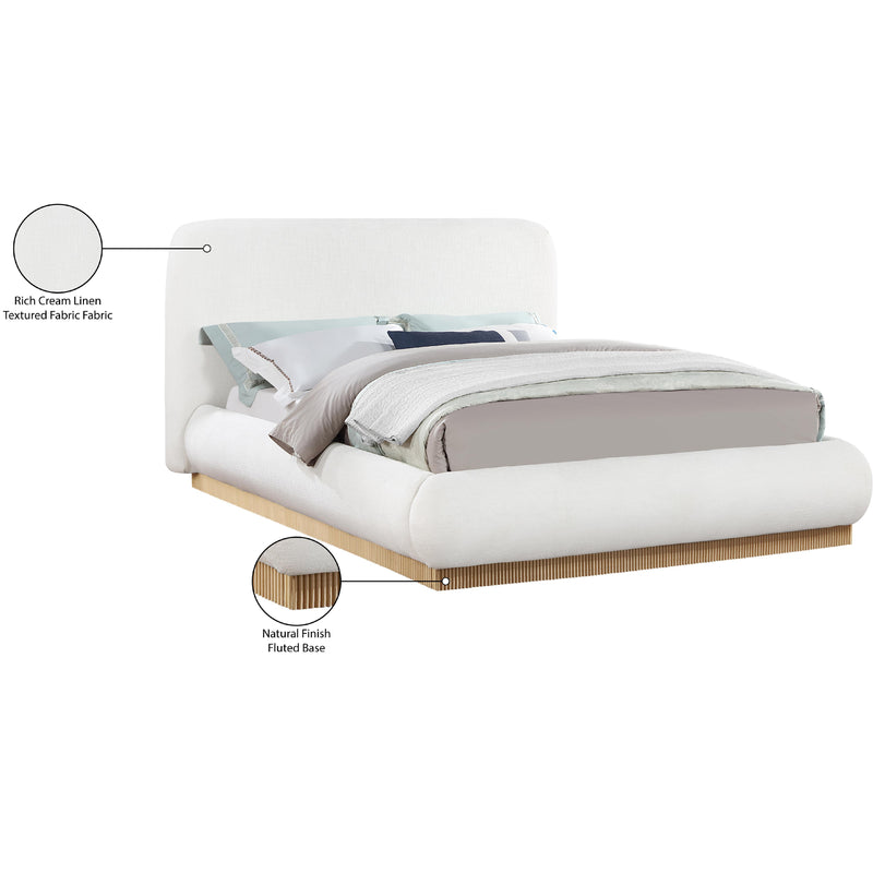 Meridian Rigby Cream Linen Textured Fabric Queen Bed IMAGE 10