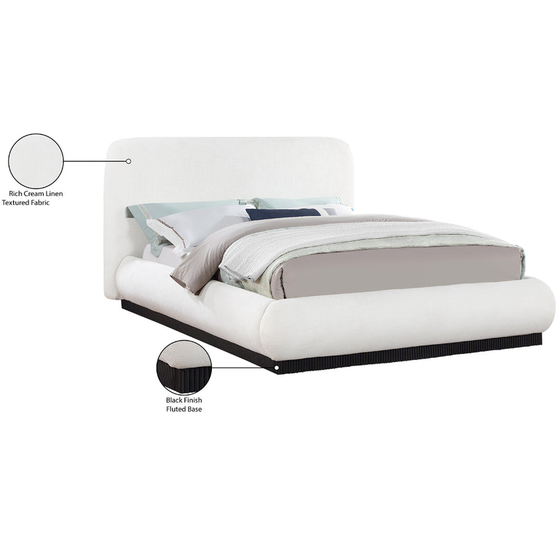 Meridian Rigby Cream Linen Textured Fabric Queen Bed IMAGE 10
