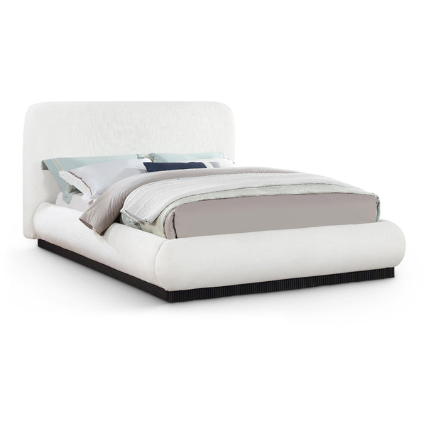 Meridian Rigby Cream Linen Textured Fabric Queen Bed IMAGE 1