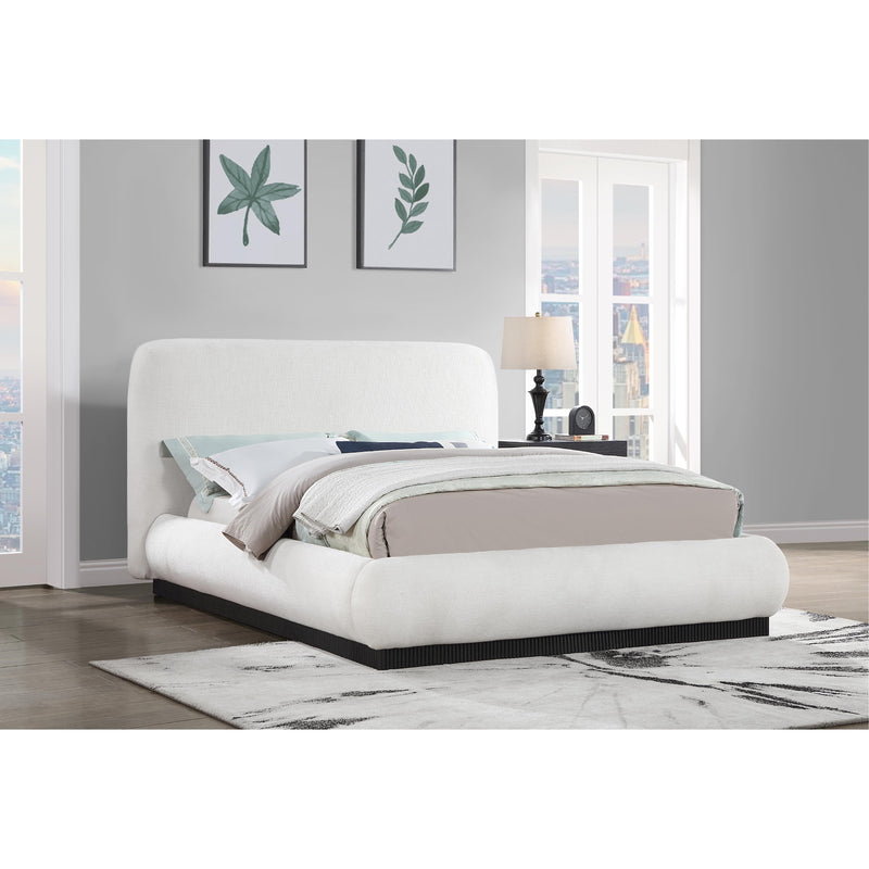 Meridian Rigby Cream Linen Textured Fabric Queen Bed IMAGE 2