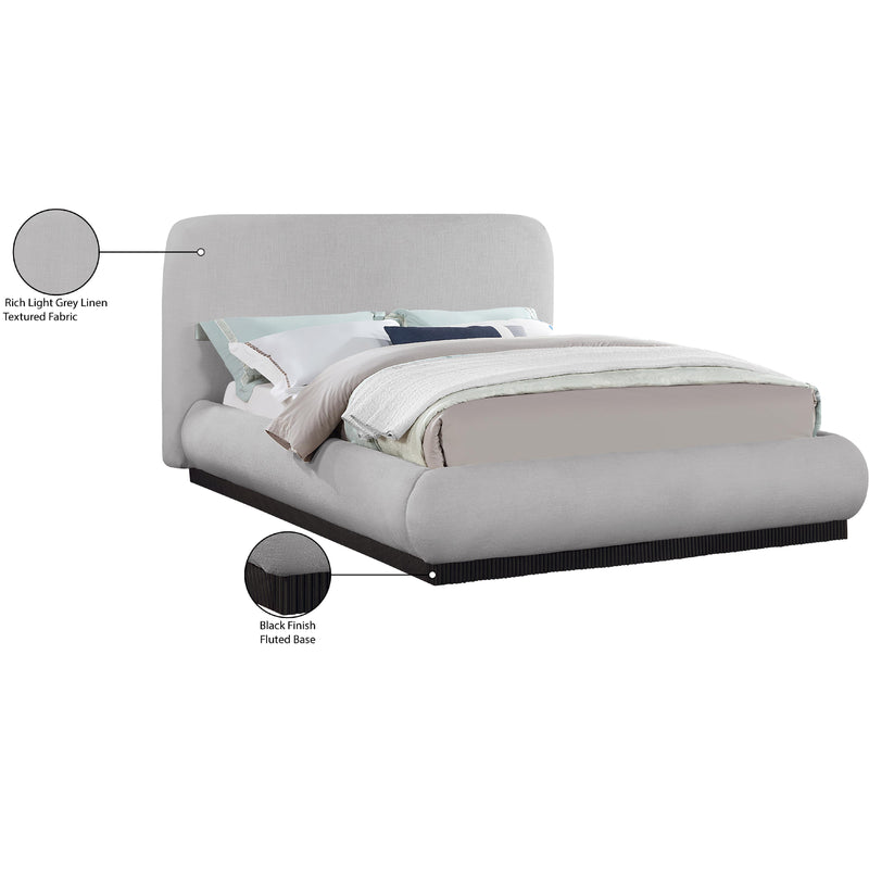 Meridian Rigby Grey Linen Textured Fabric King Bed IMAGE 10