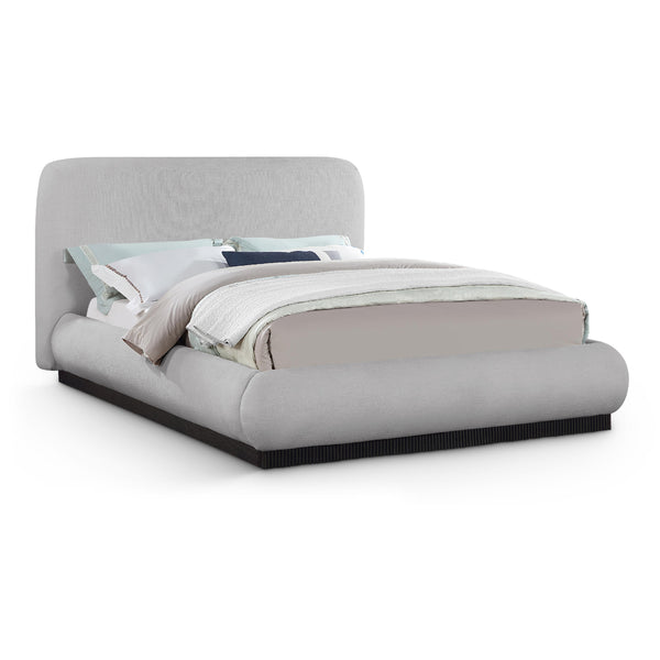 Meridian Rigby Grey Linen Textured Fabric King Bed IMAGE 1