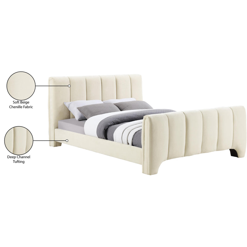 Meridian Camila Beige Chenille Fabric Queen Bed (3 Boxes) IMAGE 10