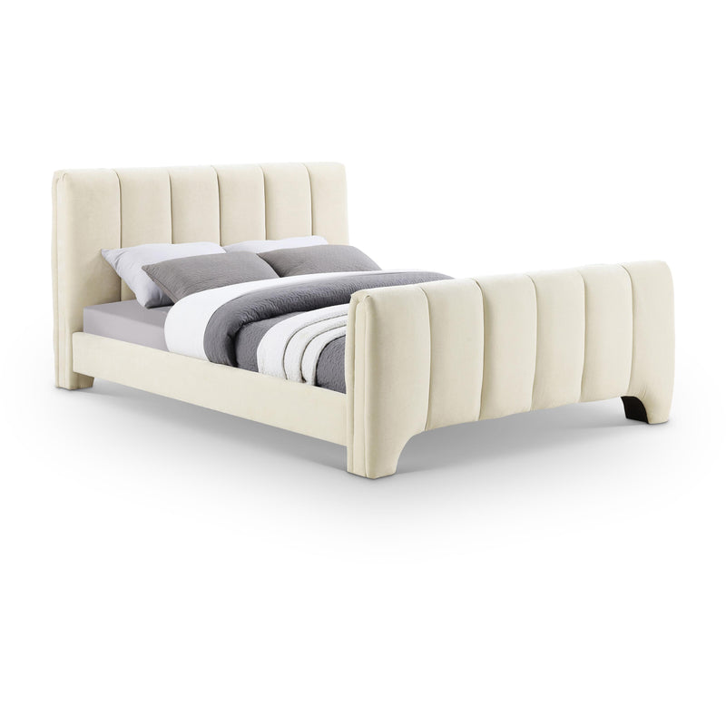Meridian Camila Beige Chenille Fabric Queen Bed (3 Boxes) IMAGE 1